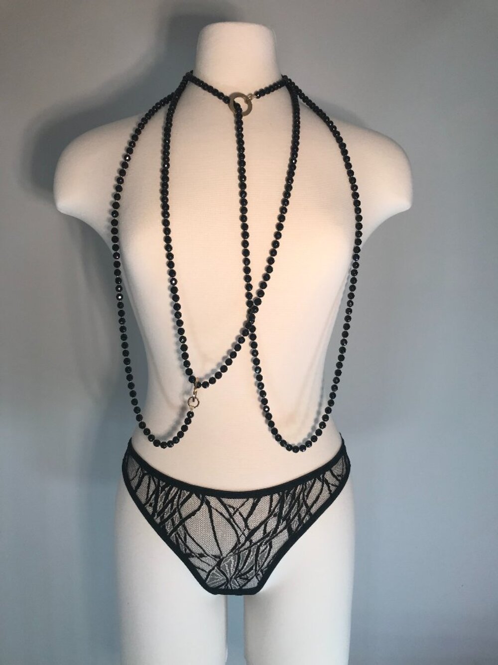 Kiki De Montparnasse 100% Onyx Faceted Restraints with Gold Rings